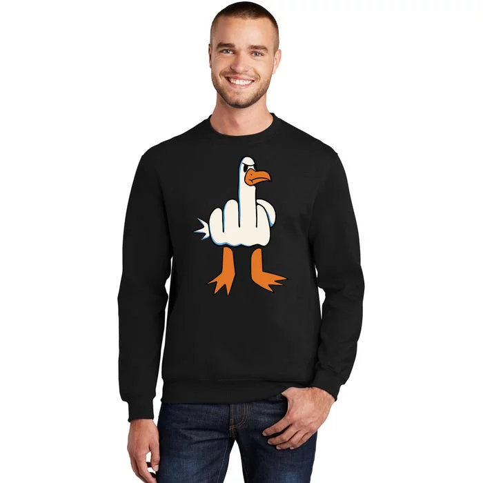 I Dont Give A Duck Middle Finger Funny Offensive Rude Duck Tall Sweatshirt