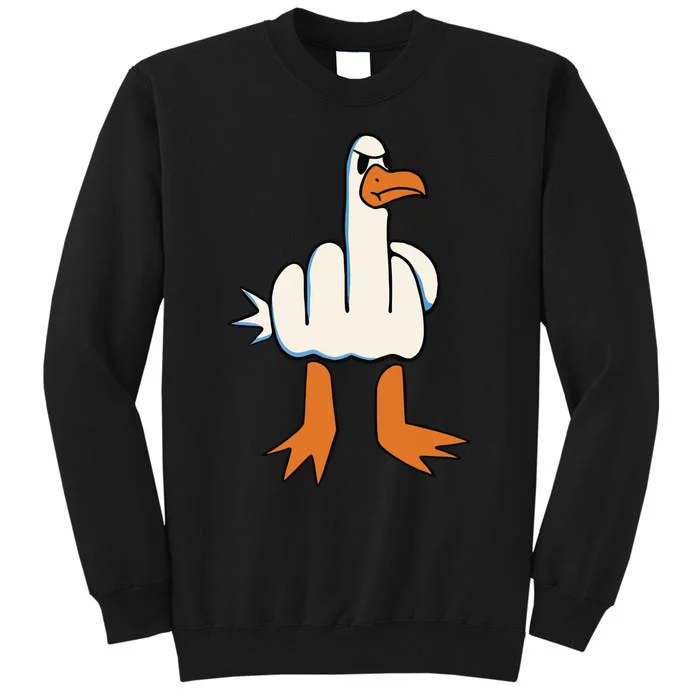 I Dont Give A Duck Middle Finger Funny Offensive Rude Duck Tall Sweatshirt