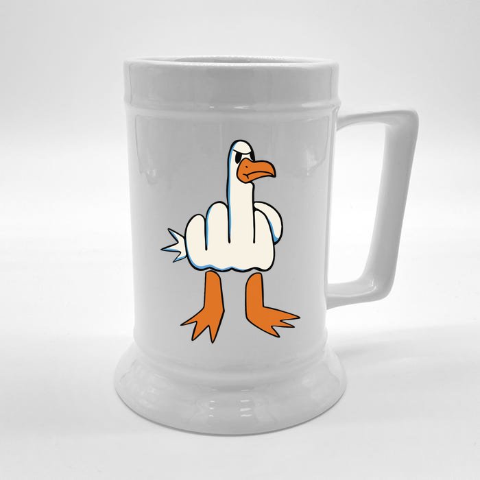 I Dont Give A Duck Middle Finger Funny Offensive Rude Duck Front & Back Beer Stein