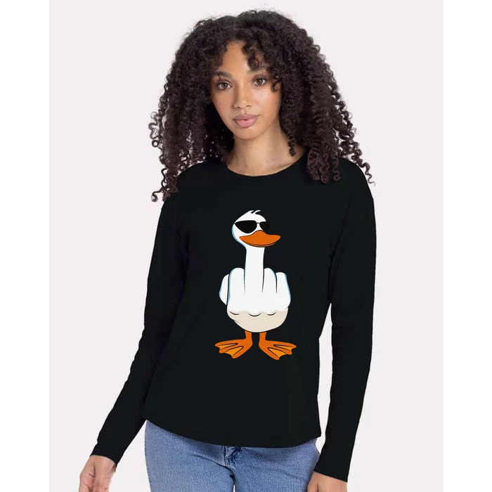 I DonT Give A Duck Funny Middle Finger Offensive Rude Duck Womens Cotton Relaxed Long Sleeve T-Shirt