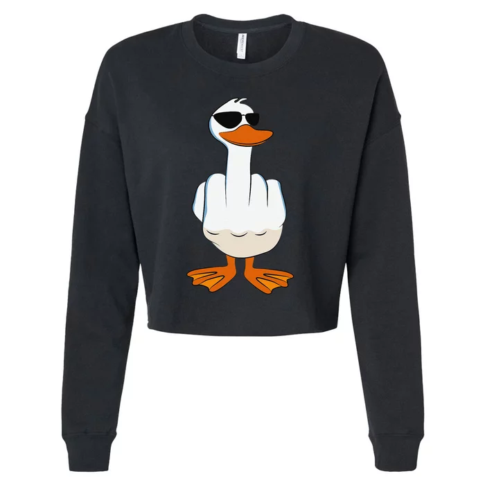 I DonT Give A Duck Funny Middle Finger Offensive Rude Duck Cropped Pullover Crew