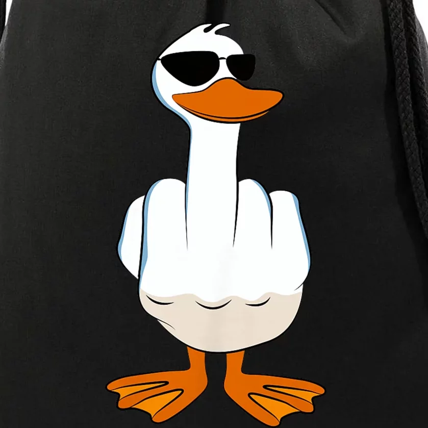 I DonT Give A Duck Funny Middle Finger Offensive Rude Duck Drawstring Bag