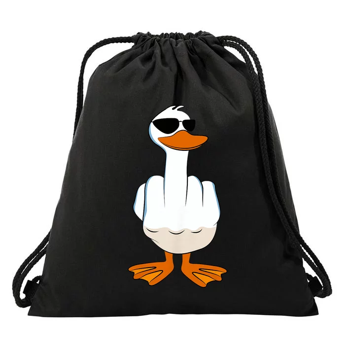 I DonT Give A Duck Funny Middle Finger Offensive Rude Duck Drawstring Bag