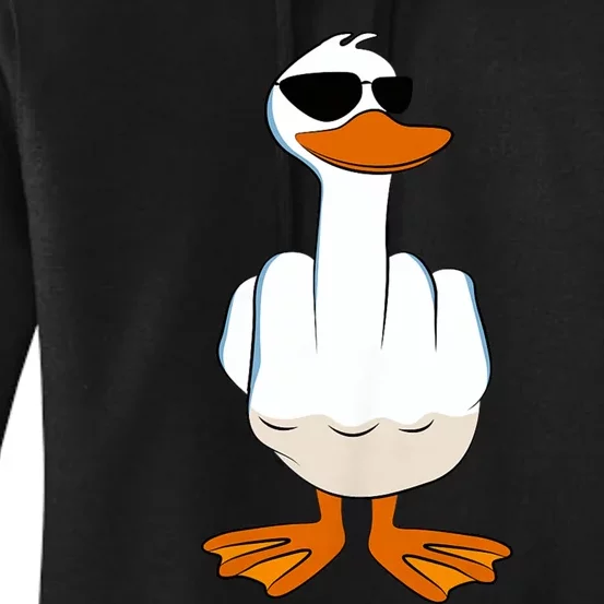 I DonT Give A Duck Funny Middle Finger Offensive Rude Duck Women's Pullover Hoodie