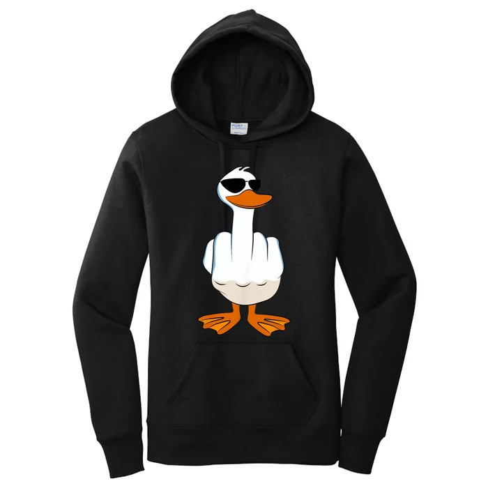 I DonT Give A Duck Funny Middle Finger Offensive Rude Duck Women's Pullover Hoodie