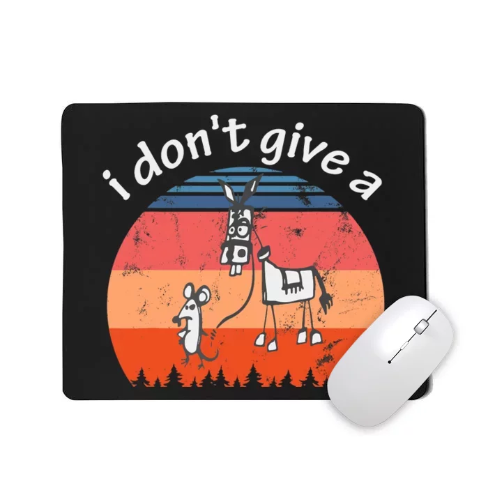 I Don't Give A Rats Ass Mouse Walking Donkey Vintage Retro Mousepad