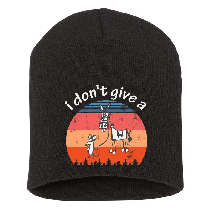 I Don't Give A Rats Ass Mouse Walking Donkey Vintage Retro Short Acrylic Beanie