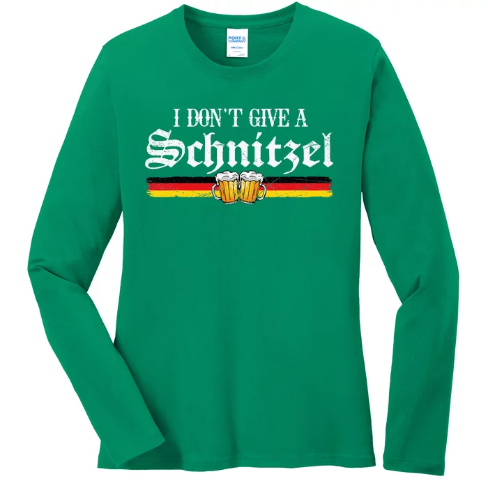 I Dont Give A Schnitzel Funny Oktoberfest German Ladies Long Sleeve Shirt