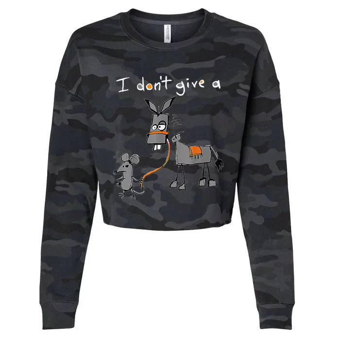 I Dont Give A Rats Ass Mouse Walking Donkey Cropped Pullover Crew