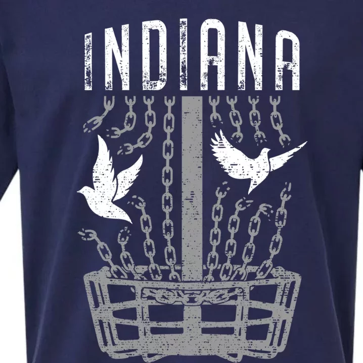 Indiana Disc Golf Player Breaking Chains Birdie Gift Sueded Cloud Jersey T-Shirt