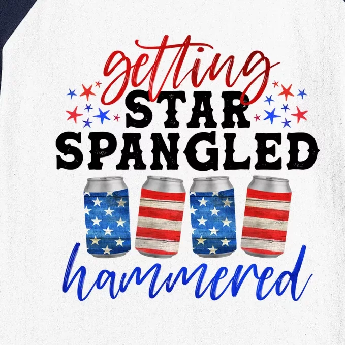 Independence Day Getting Star Spangled Hammered Beer Great Gift Baseball Sleeve Shirt