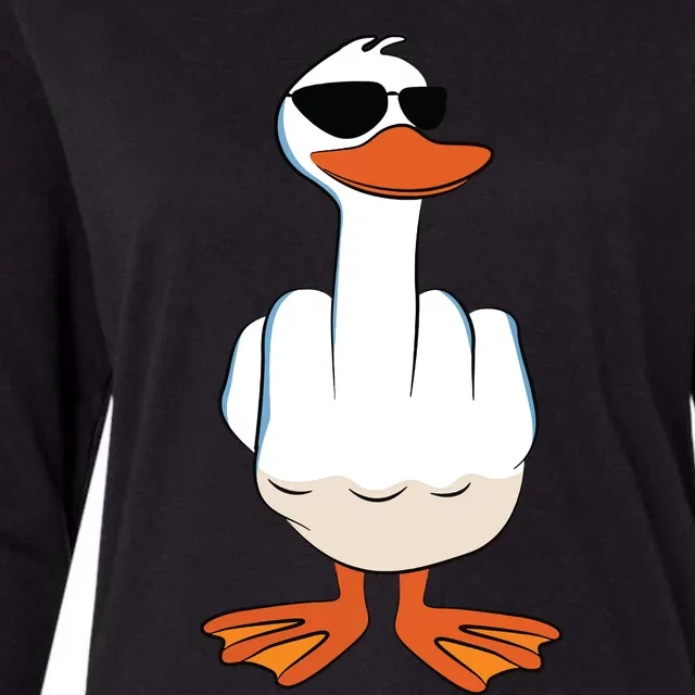 I Dont Give A Duck Funny Middle Finger Offensive Rude Duck Womens Cotton Relaxed Long Sleeve T-Shirt