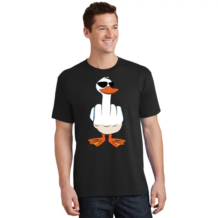 I Dont Give A Duck Funny Middle Finger Offensive Rude Duck T-Shirt