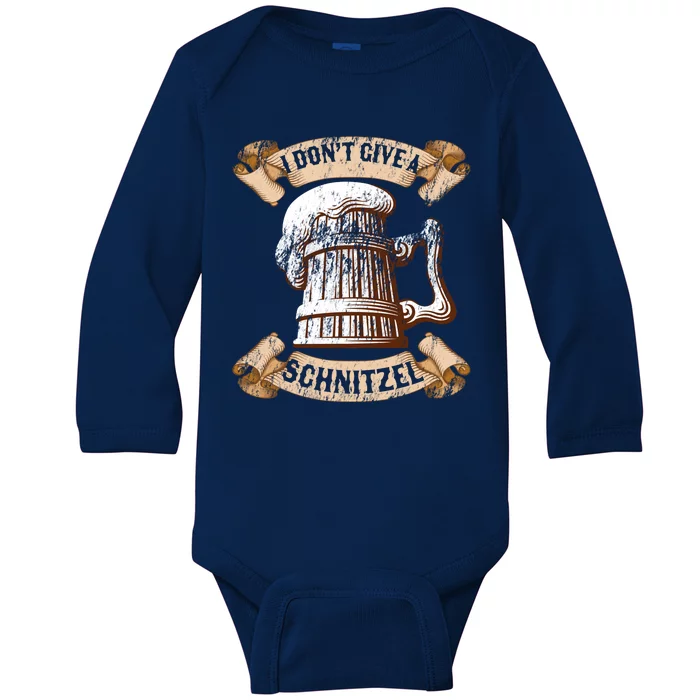 I Don't Give A Schnitzel Oktoberfest Germany Baby Long Sleeve Bodysuit