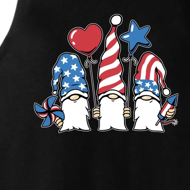 Independence Day Gnome Ladies Tri-Blend Wicking Tank