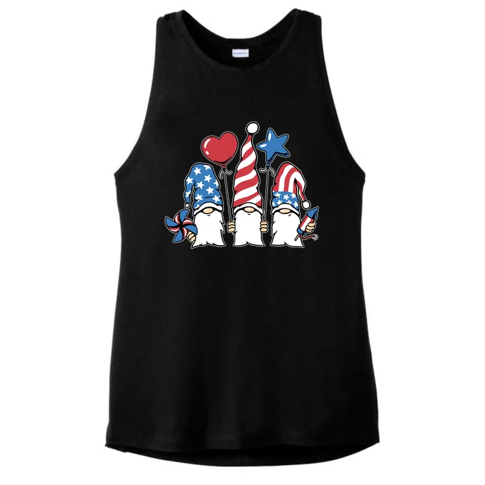 Independence Day Gnome Ladies Tri-Blend Wicking Tank