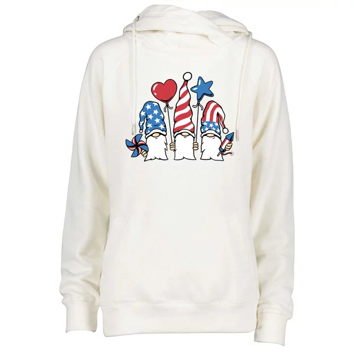 Independence Day Gnome Womens Funnel Neck Pullover Hood