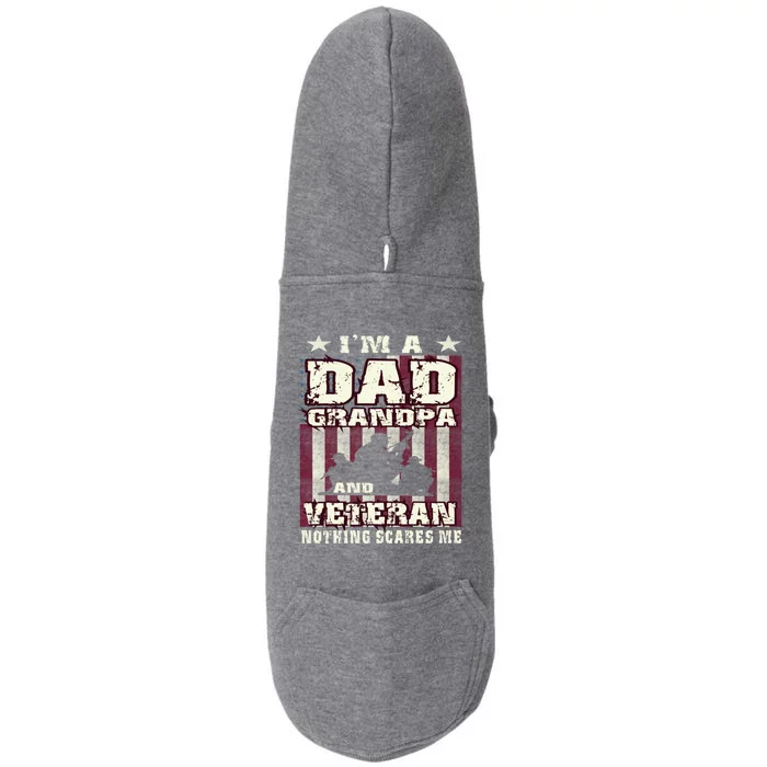 Im Dad Grandpa And Veteran Flag Soldiers Vintage Gift Meaningful Gift Doggie 3-End Fleece Hoodie