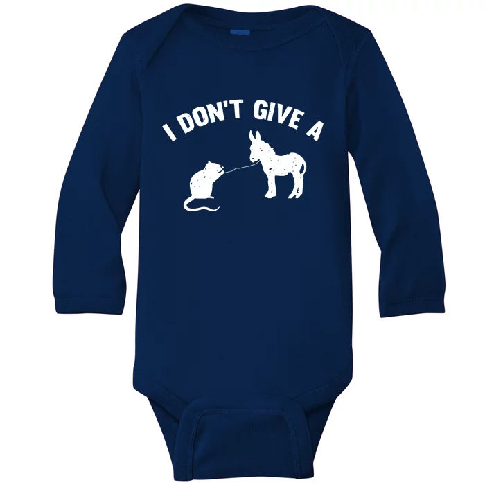 I Dont Give A Rats Ass Distressed Baby Long Sleeve Bodysuit