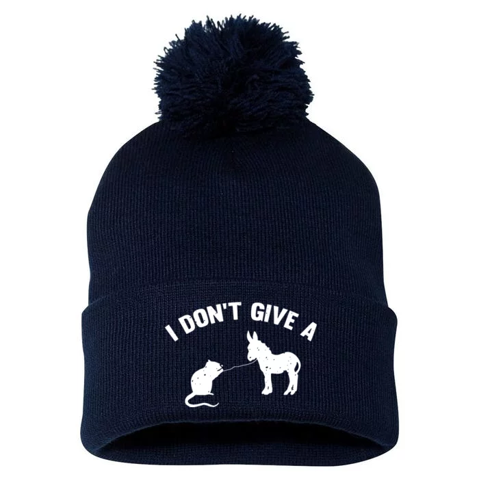 I Dont Give A Rats Ass Distressed Pom Pom 12in Knit Beanie