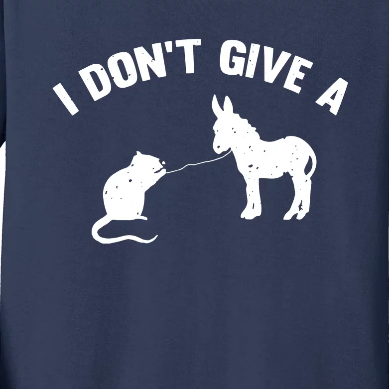 I Dont Give A Rats Ass Distressed Kids Long Sleeve Shirt