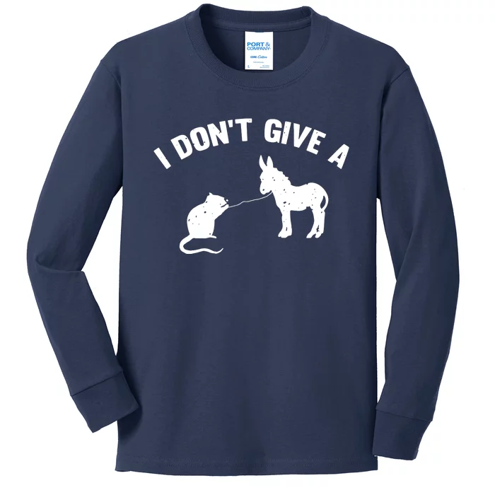 I Dont Give A Rats Ass Distressed Kids Long Sleeve Shirt