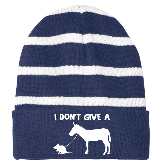 I Dont Give A Rats Ass Mouse Walking Donkey Striped Beanie with Solid Band