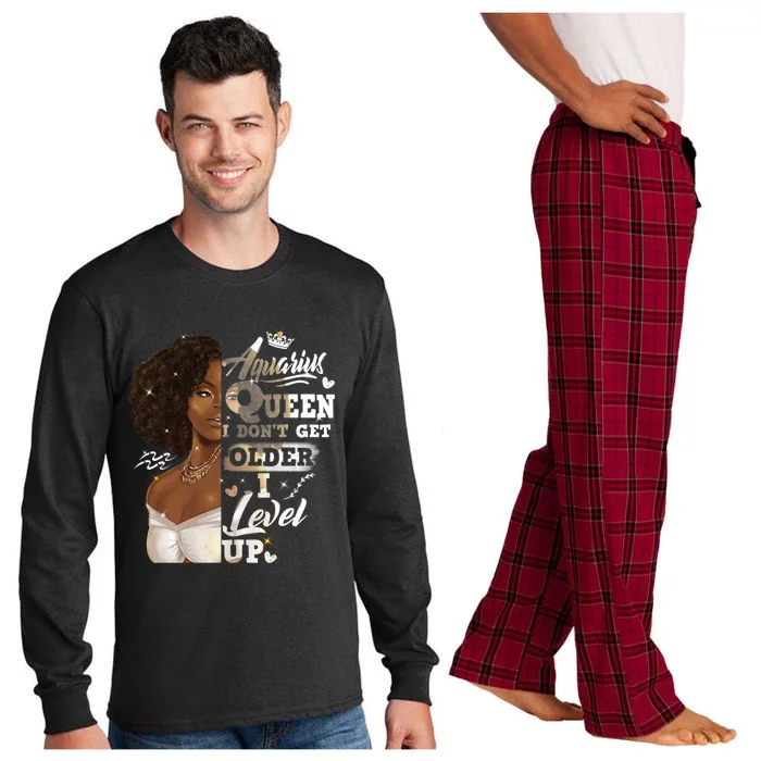 I Dont Get Older I Level Up African American Aquarius Gift Long Sleeve Pajama Set