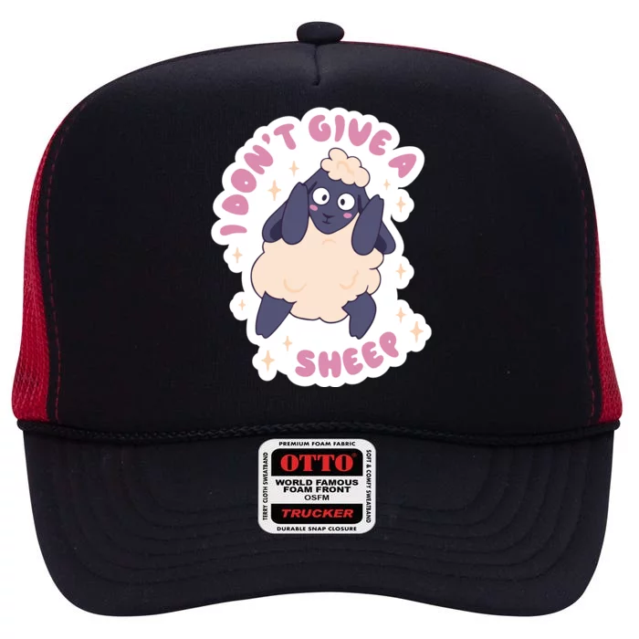 I Don't Give A Sheep Funny High Crown Mesh Trucker Hat