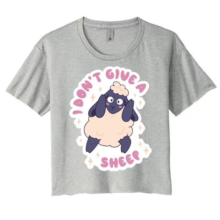 I Don't Give A Sheep Funny Women's Crop Top Tee