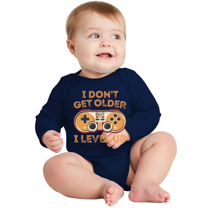 I Dont Get Older I Level Up Gamer Game Controller Birthday Gift Baby Long Sleeve Bodysuit