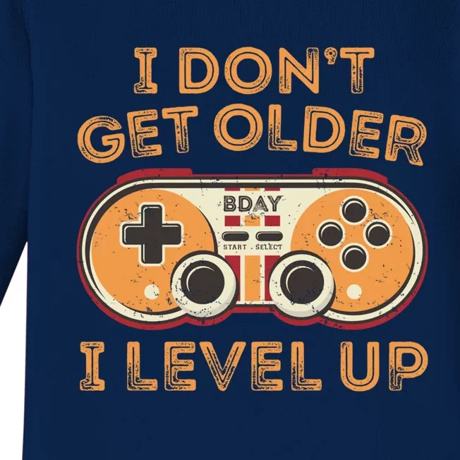 I Dont Get Older I Level Up Gamer Game Controller Birthday Gift Baby Long Sleeve Bodysuit