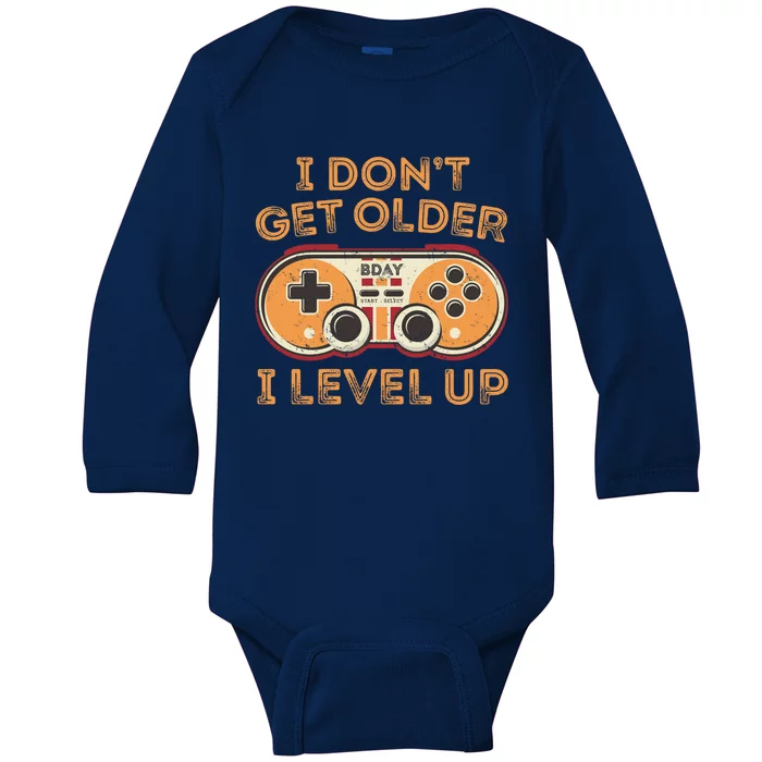 I Dont Get Older I Level Up Gamer Game Controller Birthday Gift Baby Long Sleeve Bodysuit