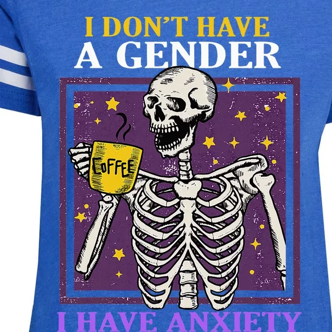 I DonT Have A Gender I Have Anxiety Non Binary Skeleton Enza Ladies Jersey Football T-Shirt