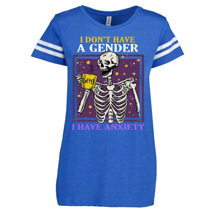 I DonT Have A Gender I Have Anxiety Non Binary Skeleton Enza Ladies Jersey Football T-Shirt