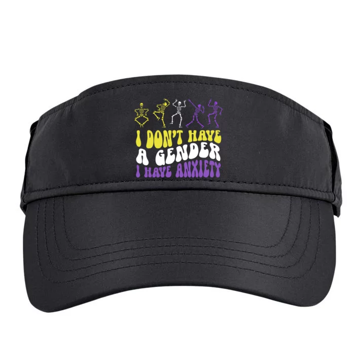 I Dont Have A Gender I Have Anxiety Skeleton Enby LGBT Pride Adult Drive Performance Visor