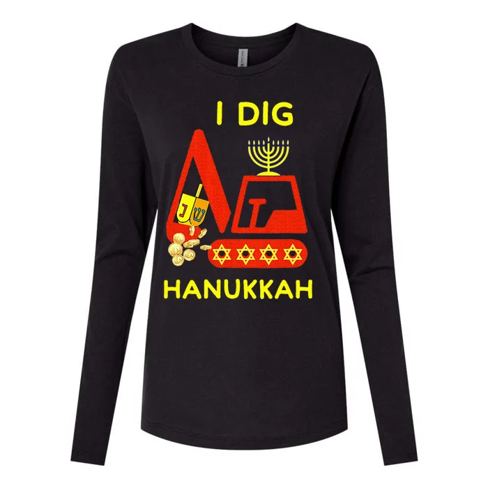 I Dig Hanukkah Crane Construction Chanukah Pajamas Womens Cotton Relaxed Long Sleeve T-Shirt