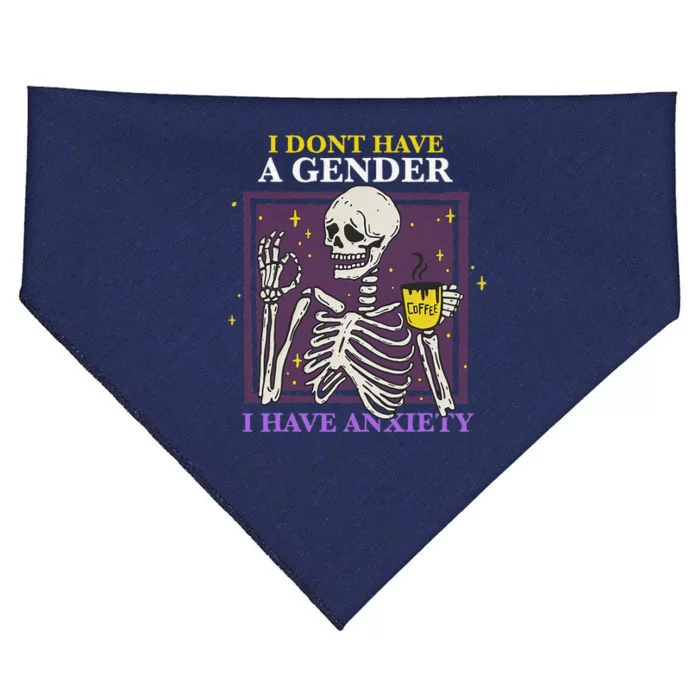 I Dont Have A Gender I Have Anxiety Enby Skeleton USA-Made Doggie Bandana