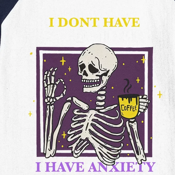 I Dont Have A Gender I Have Anxiety Enby Skeleton Baseball Sleeve Shirt