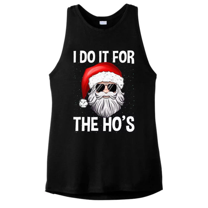 I Do It For The Ho's Funny Inappropriate Christmas Santa Ladies Tri-Blend Wicking Tank