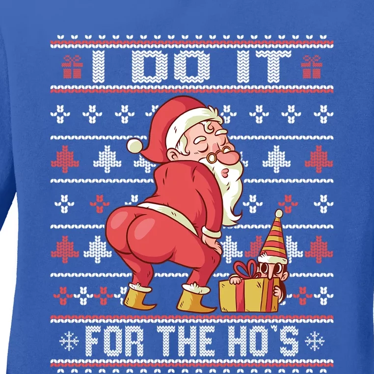 I Do It For The HoS Twerking Santa Rude Christmas Sweater Funny Gift Ladies Long Sleeve Shirt