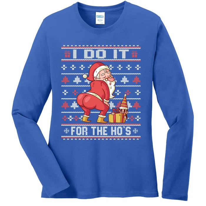 I Do It For The HoS Twerking Santa Rude Christmas Sweater Funny Gift Ladies Long Sleeve Shirt