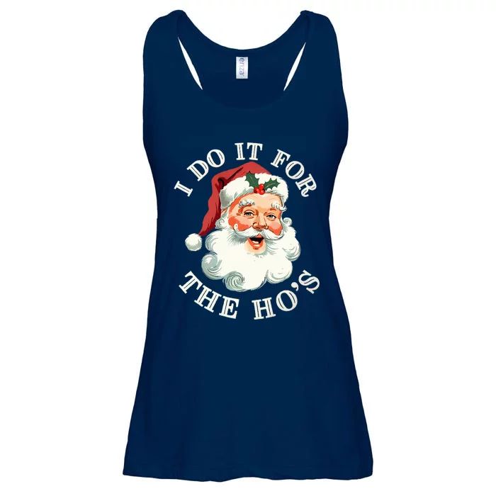 I Do It For The Hos Funny Inappropriate Christmas Santa Face Ladies Essential Flowy Tank