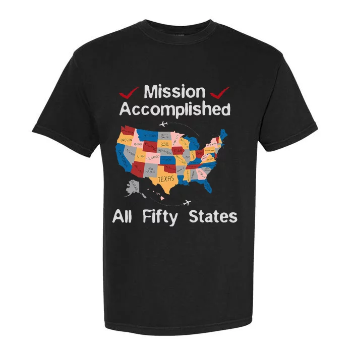 I Did It! Visit All 50 Usa States Design Road Trip Vacation Garment-Dyed Heavyweight T-Shirt