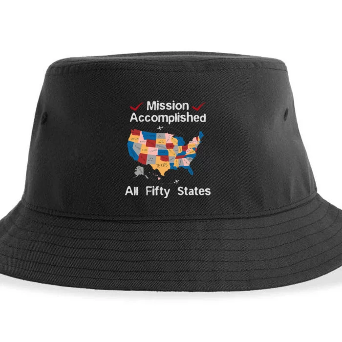 I Did It! Visit All 50 Usa States Design Road Trip Vacation Sustainable Bucket Hat