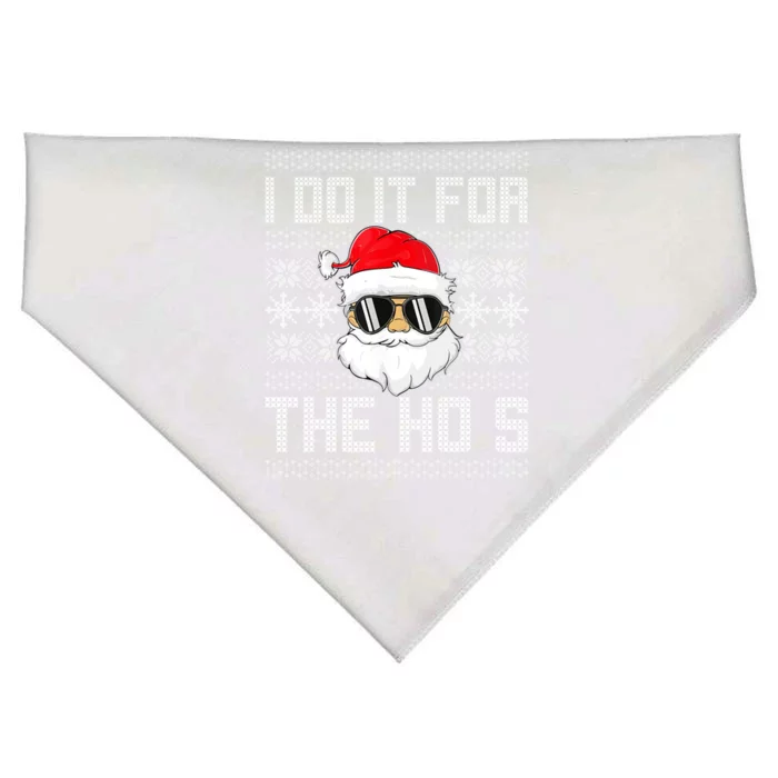 I Do It For The Hos Gift Santa Black Ugly Sweater Christmas Gift USA-Made Doggie Bandana