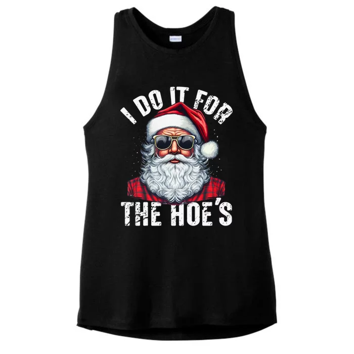 I Do It For The Hoes Funny Santa Claus Face Sunglasses Xmas Funny Gift Ladies Tri-Blend Wicking Tank