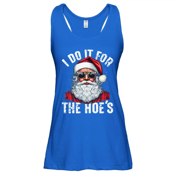 I Do It For The Hoes Funny Santa Claus Face Sunglasses Xmas Funny Gift Ladies Essential Flowy Tank