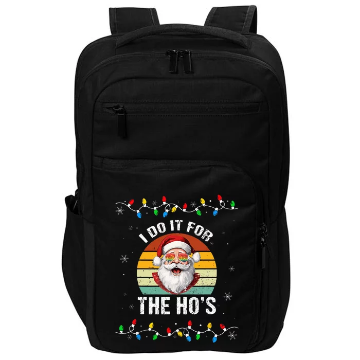 I Do It For The Hos Funny Inappropriate Christmas Santa Face Impact Tech Backpack