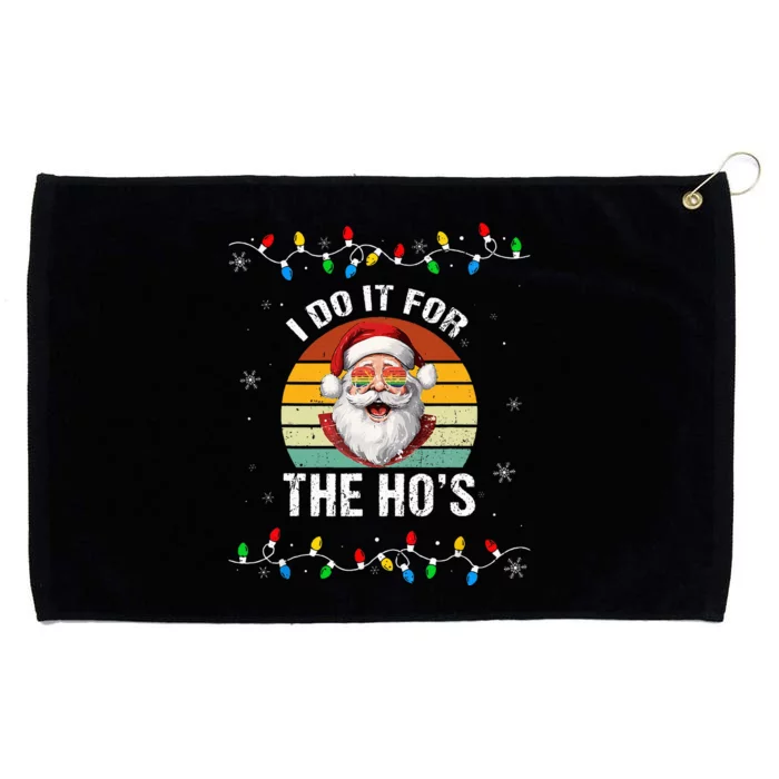 I Do It For The Hos Funny Inappropriate Christmas Santa Face Grommeted Golf Towel